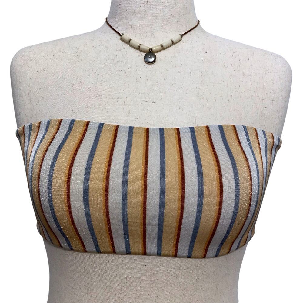 LA Hearts by Pacsun NWOT Metallic Bandeau Swim Top Women L